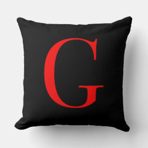 Monogram Initiaal G Zwarte Vierkante Pluche Decora Kussen
