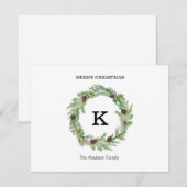 Monogram Initiaal Geen Foto Kerst Kaarten (Voorkant / Achterkant)