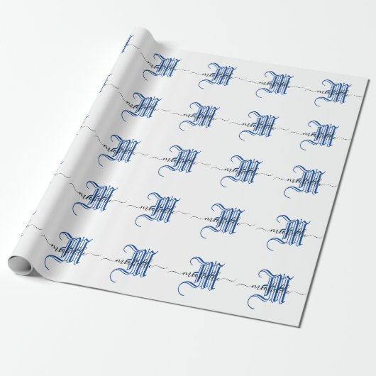 monogram initiaal gepersonaliseerd bedrijfsnaam bl cadeaupapier (Uitgerold)
