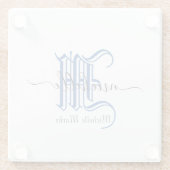monogram initiaal gepersonaliseerd bedrijfsnaam bl glazen onderzetter (Achterkant)