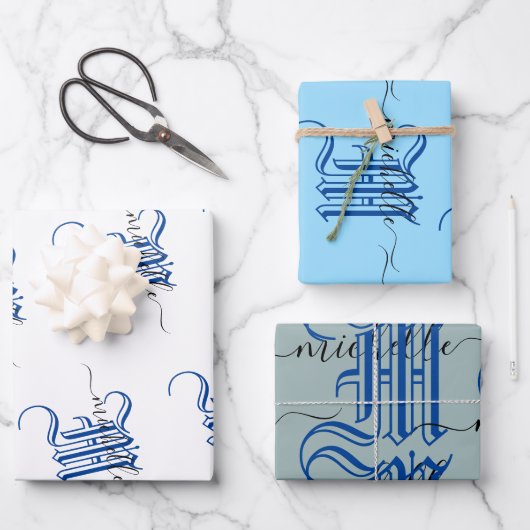 monogram initiaal gepersonaliseerd bedrijfsnaam bl inpakpapier vel (Voorkant)