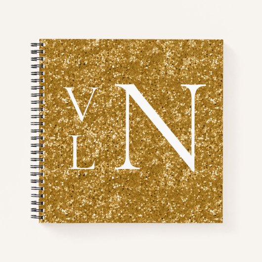 Monogram Initiaal Gepersonaliseerd Goud Notitieboe Notitieboek (Voorkant)