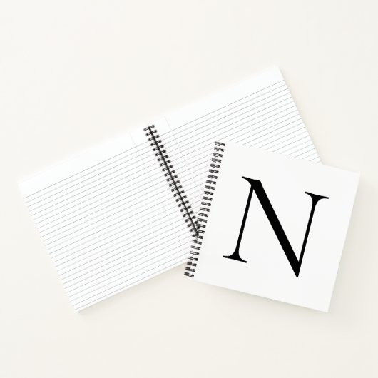 Monogram Initiaal Gepersonaliseerd White Black Notitieboek (Binnen)