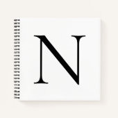 Monogram Initiaal Gepersonaliseerd White Black Notitieboek (Voorkant)