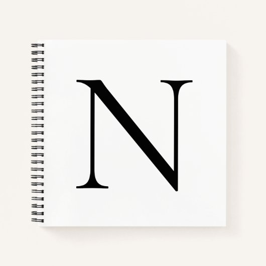 Monogram Initiaal Gepersonaliseerd White Black Notitieboek (Voorkant)