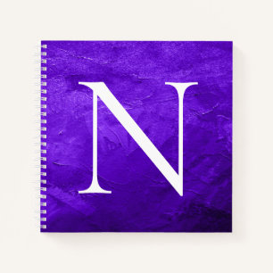 Monogram Initiaal Gepersonaliseerd Witte Paarse No Notitieboek