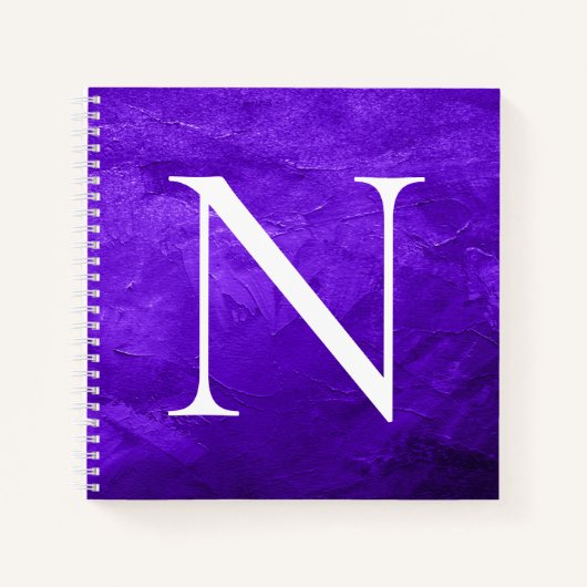 Monogram Initiaal Gepersonaliseerd Witte Paarse No Notitieboek (Voorkant)