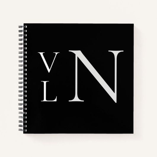 Monogram Initiaal Gepersonaliseerd Zwart Notitiebo Notitieboek (Voorkant)