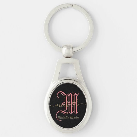 monogram initiaal gepersonaliseerde bedrijfsnaam sleutelhanger (Voorkant)