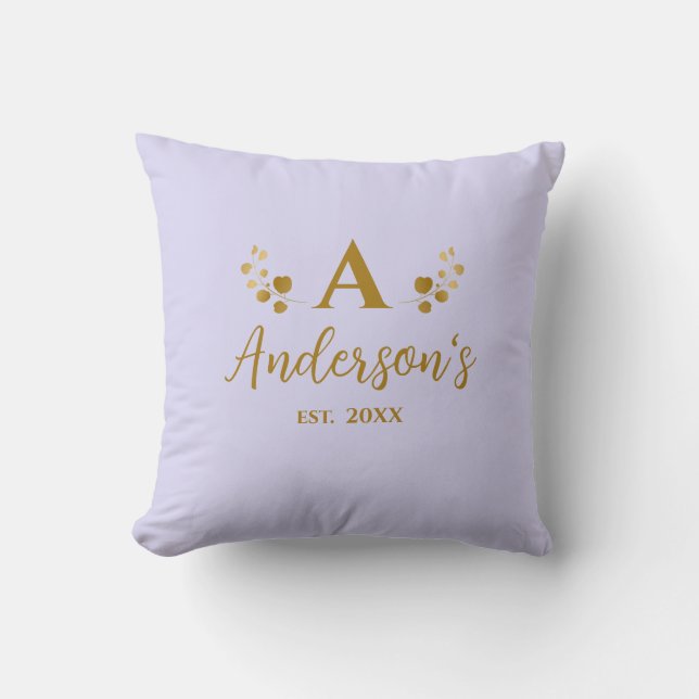 Monogram Initiaal gepersonaliseerde lavendel Kussen (Voorkant)