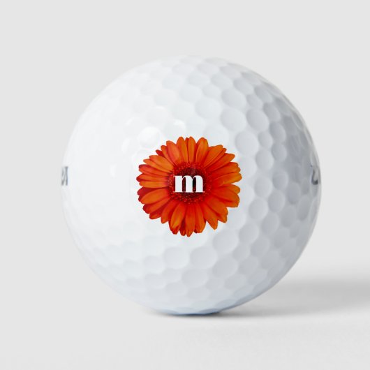 Monogram Initiaal Gerbera Daisy Golfballen (Voorkant)