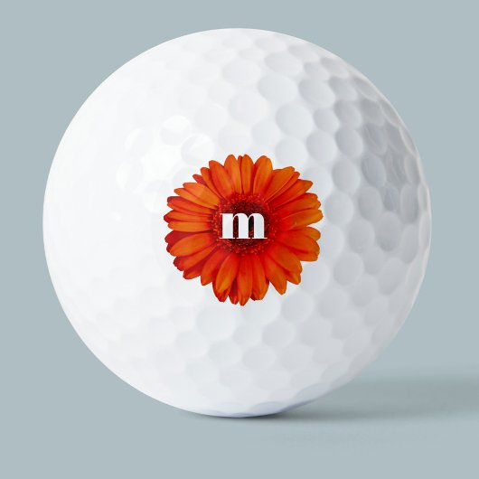 Monogram Initiaal Gerbera Daisy Golfballen