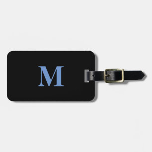 Monogram Initiaal Gift Favor Korenbloem Blauw Zwar Bagagelabel