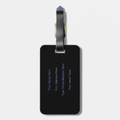Monogram Initiaal Gift Favor Korenbloem Blauw Zwar Bagagelabel (Achterkant verticaal)
