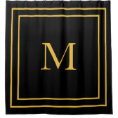 Monogram Initiaal Gold Black Aangepaste naam Cool Douchegordijn (Voorkant)