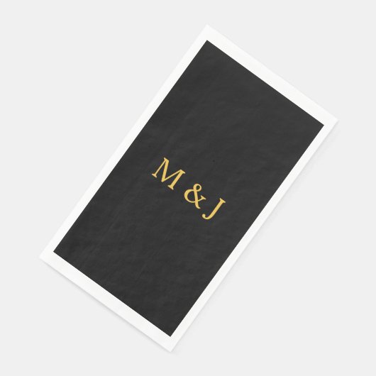 Monogram Initiaal Gold Black Aangepaste naam Moder Servet (Hoek)
