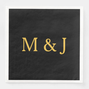 Monogram Initiaal Gold Black Aangepaste naam Moder Servet