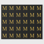 Monogram Initiaal Gold Black Aangepaste naam Parti Cadeaupapier (Vlak)