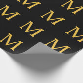 Monogram Initiaal Gold Black Aangepaste naam Parti Cadeaupapier (Hoek)