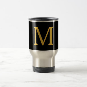 Monogram Initiaal Gold Black Cadeaucode Reisbeker