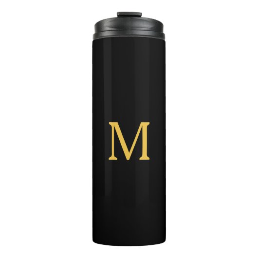 Monogram Initiaal Gold Black Cadeaucode Thermosbeker (Voorkant)
