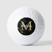 Monogram Initiaal Gold Black marmer Golfballen (Voorkant)