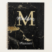 Monogram Initiaal Gold Black marmer, niet gedateer Planner (Voorkant)