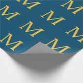 Monogram Initiaal Gold Blue Aangepaste naam 2023 Cadeaupapier (Hoek)