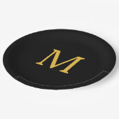 Monogram Initiaal Gold Golden Black Aangepaste naa Papieren Bordje (Gekanteld)