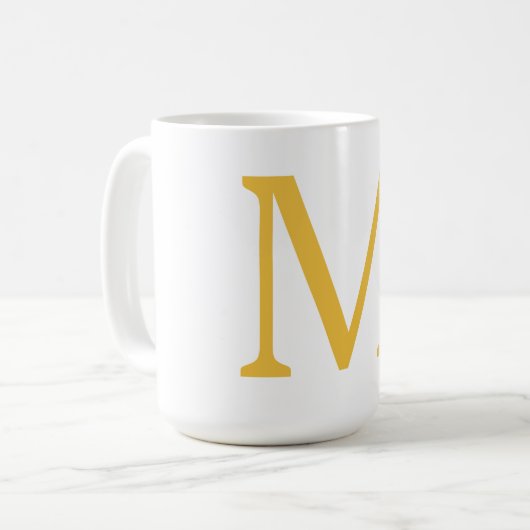 Monogram Initiaal Gold Golden Yellow Custom Name Koffiemok (Voorkant links)
