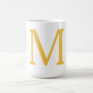 Monogram Initiaal Gold Golden Yellow Custom Name Koffiemok