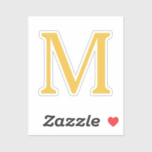 Monogram Initiaal Gold Golden Yellow Custom Name Sticker