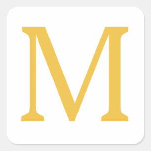 Monogram Initiaal Gold Golden Yellow Custom Name Vierkante Sticker