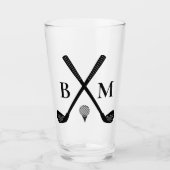 Monogram Initiaal Golfclub Elegante Sjabloon Bier Glas (Voorkant)