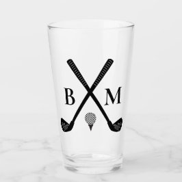 Monogram Initiaal Golfclub Elegante Sjabloon Bier Glas
