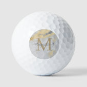 Monogram Initiaal Goud en grijze marmer Golfballen (Voorkant)