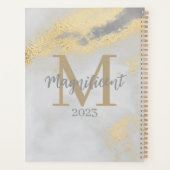 Monogram Initiaal Goud en grijze marmer Planner (Achterkant)