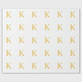 Monogram Initiaal Goud Goud Wit Aangepaste Kleur Cadeaupapier (Vlak)