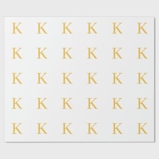 Monogram Initiaal Goud Goud Wit Aangepaste Kleur Cadeaupapier (Zoom)
