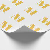 Monogram Initiaal Goud Gouden Wit Aangepaste Naam  Cadeaupapier (Hoek)