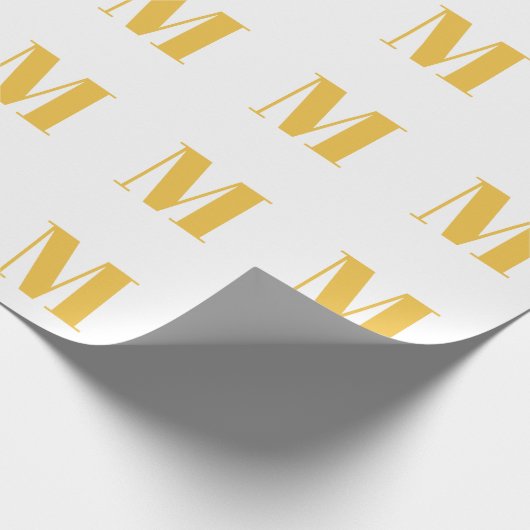 Monogram Initiaal Goud Gouden Wit Aangepaste Naam  Cadeaupapier (Hoek)