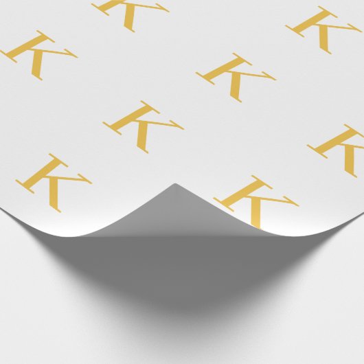 Monogram Initiaal Goud Gouden Wit Custom Kleur Cadeaupapier (Hoek)