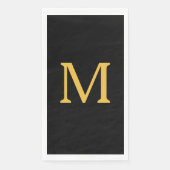 Monogram Initiaal Goud Gouden Zwart Aangepaste Naa Servet (Voorkant)