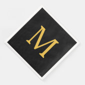 Monogram Initiaal Goud Gouden Zwart Aangepaste Naa Servet (Hoek)
