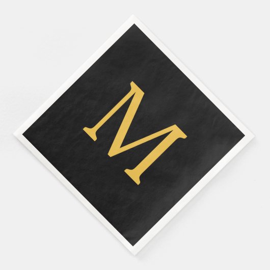 Monogram Initiaal Goud Gouden Zwart Aangepaste Naa Servet (Hoek)