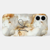 Monogram Initiaal Goud Grijs Wit Marmer Waterverf Case-Mate iPhone Case (Achterkant (horizontaal))