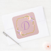Monogram Initiaal Goud Lijst met lade Vierkante Sticker (Envelop)
