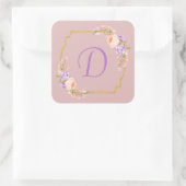 Monogram Initiaal Goud Lijst met lade Vierkante Sticker (Tas)