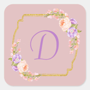 Monogram Initiaal Goud Lijst met lade Vierkante Sticker