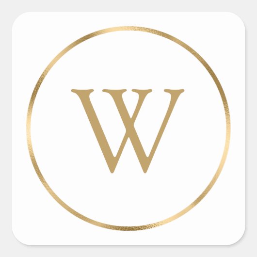 Monogram Initiaal Goud Modern Vierkante Sticker (Voorkant)